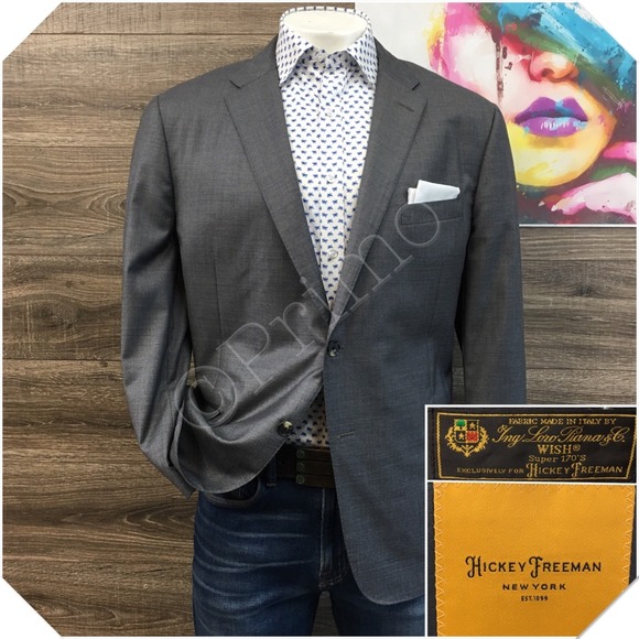 HICKEY FREEMAN Mens Blazer Sport Coat Casual Jacket Size 48R Classic Wool Suit